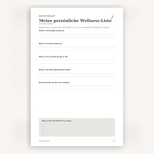 Beispielseite aus 40+ BALANCE mit persönlicher Wellness-Liste